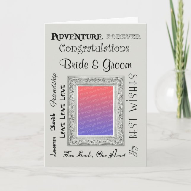 Cartão Custom Photo Wedding Congratulations Card (Frente)