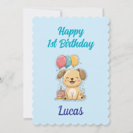 Cartão Custom Puppy 1st Birthday Card, Flat Greeting Card