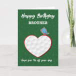 Cartão Custom Relation Golf Sports Heart Birthday<br><div class="desc">Perfect card to send a loved one,  or any other person on his birthday. The gold textured heart and green background will surely be loved by anyone who enjoys golf.</div>