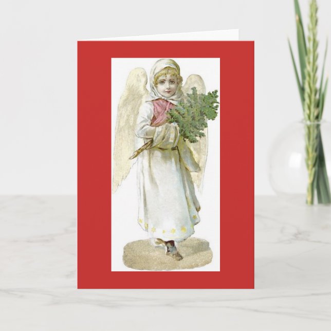 Cartão CUSTOM RETRO ANGEL VERTICAL CHRISTMAS Card (Frente)