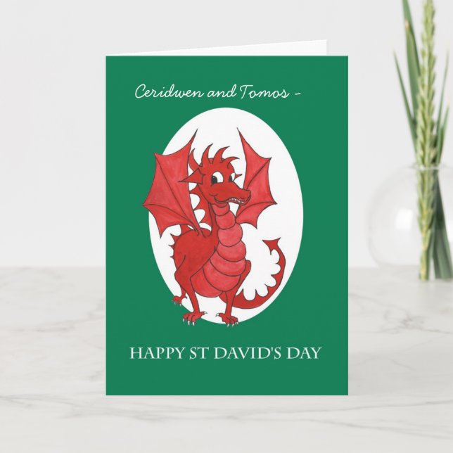 Cartão Custom St David's Day Greeting Card: Red Dragon (Frente)
