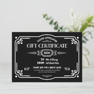 Cartão Custom Teacher Appreciation Gift Certificate