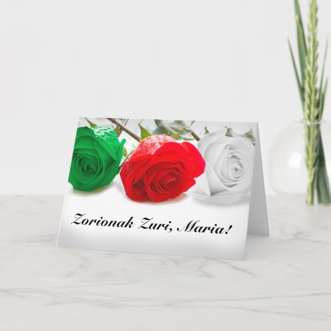 Cartão Custom text, Basque birthday or celebration roses: (Frente)