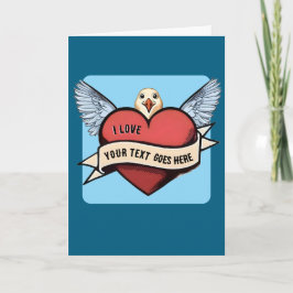 Cartão Custom Text | Heart Funny Seagull Tattoo 