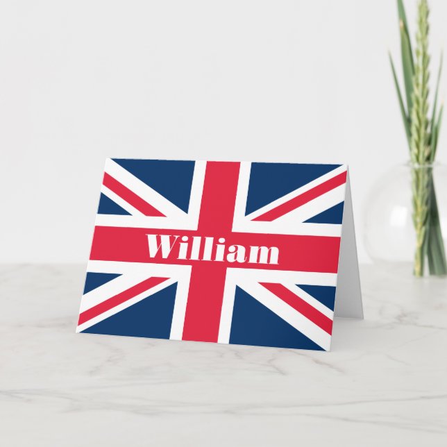 Cartão Custom Union Jack Name Greeting Card (Frente)