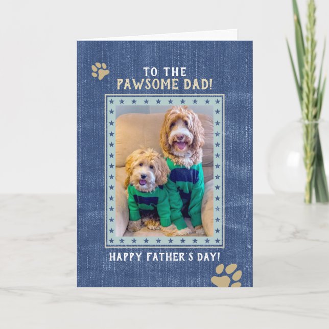 Cartão Custom Unisex Dog Photo Father's Day Card - fdudgb (Frente)