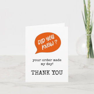 Cartão Customer Order Thank You Card