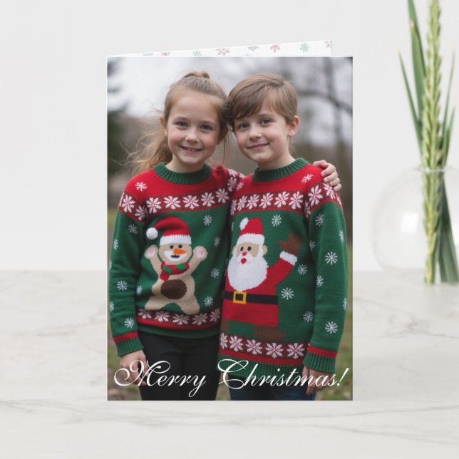 Cartão Customisable Digital Photo Centrepiece Folded Xmas (Frente)