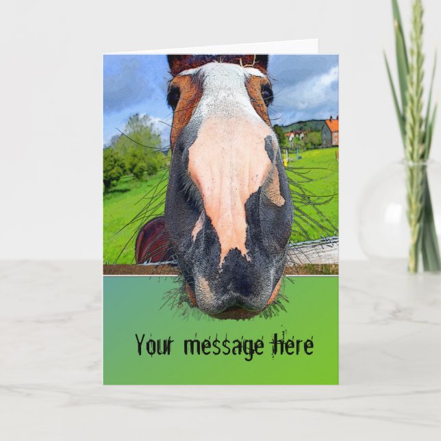 Cartão Customisable Horsey Greeting Card (Frente)