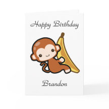 Customizable Baby Monkey Whit A Banana Birthday