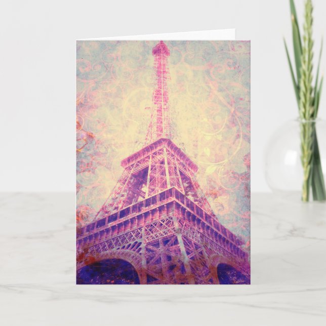 Cartão Customizable Blank Eiffel Tower Art Greeting Card (Frente)