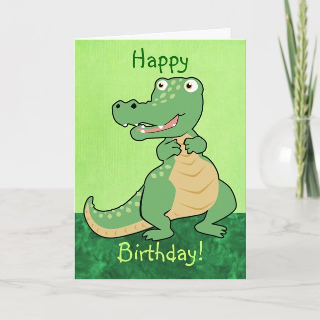 Cartão Customizable Cartoon Crocodile Card (Frente)