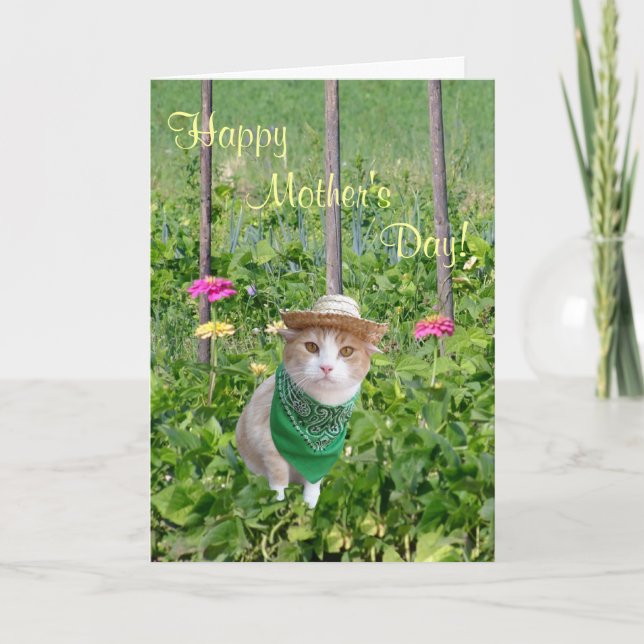 Cartão Customizable Cat Lover Mother's Day Gardener (Frente)