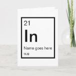 Cartão Customizable Chemical Symbol Birthday<br><div class="desc">A birthday card for the chemistry science geek in your life.  The design shows a chemical symbol that can be customized to included the age,  initials,  name and date of birth of the recipient.</div>