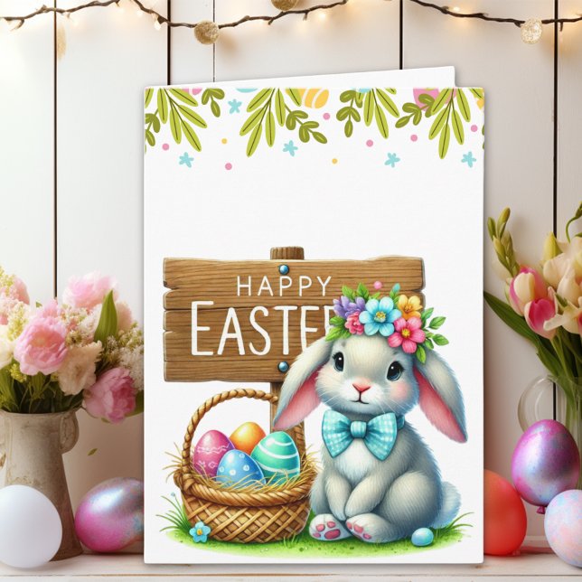 Cartão Customizable Cute Rabbit Easter Card (Criador carregado)