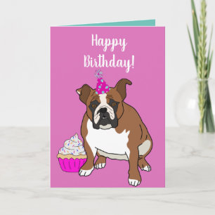 Cartão Customizable English Bulldog Birthday