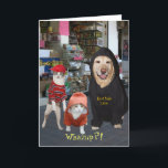 Cartão Customizable Funny Pets/Cats/Dog Whazup Birthday<br><div class="desc">Customizable funny pet birthday card with the street lingo theme. Moses & Bubba are in hoodies and Mikie looks like a little rascal. Moses and Bubba really wore the hoodies, and were happy to do so. You can move the images, change the text, change the fonts, font sizes and font...</div>