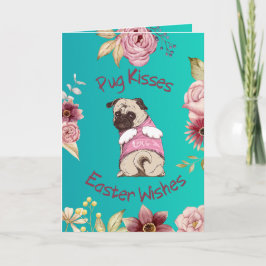 Cartão Customizable Funny Pug Easter Greeting Card