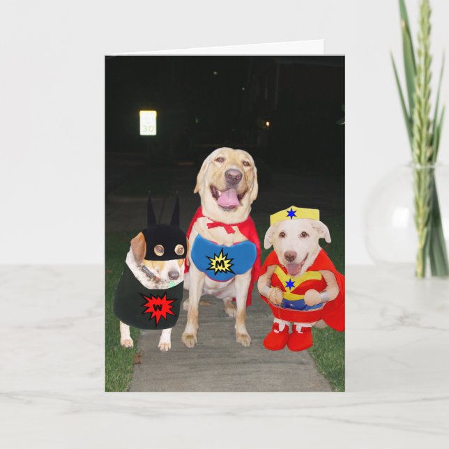 Cartão Customizable Funny Super Dogs/Lab Halloween Card (Frente)