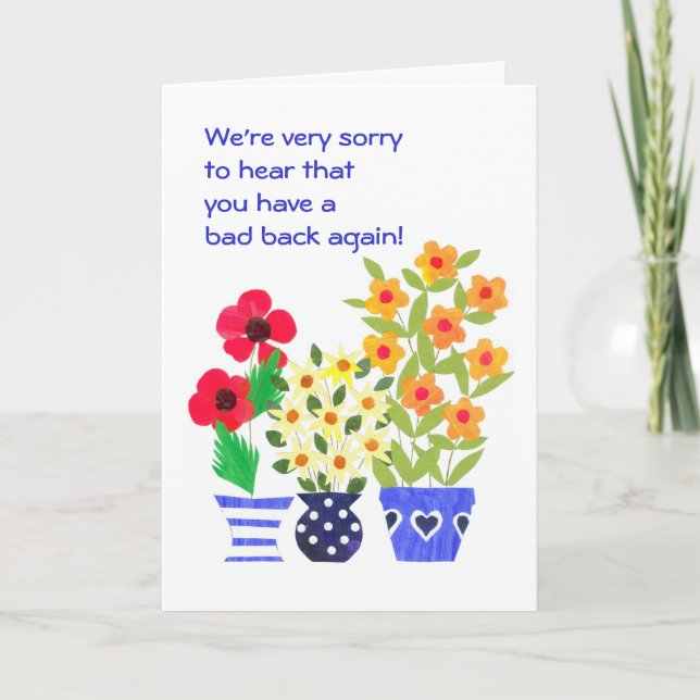 Cartão Customizable Get Well Card for a Back Patient (Frente)
