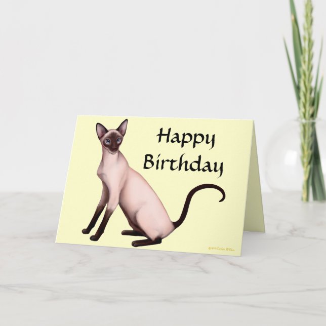 Cartão Customizable Happy Birthday Siamese Cat Card (Frente)
