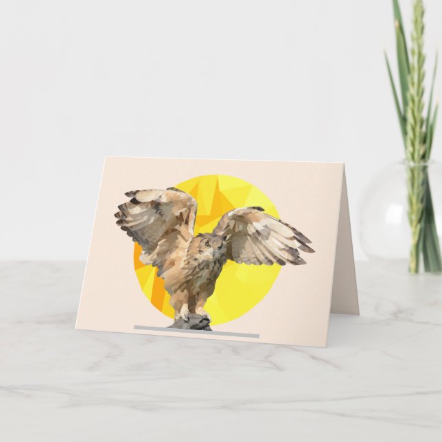 Cartão Customizable Minimalist Owl Greeting Card (Frente)