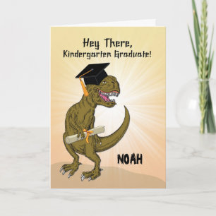 Cartão Customizable Name Kindergarten Graduation T-Rex