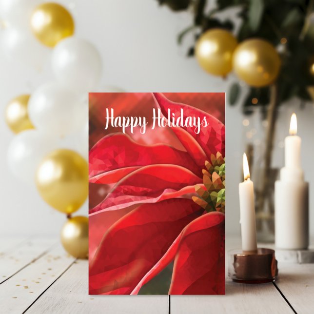 Cartão Customizable Red Poinsettia Holiday (Bold & Bright. Modern Poinsettia art for a beautiful, colorful holiday greeting.)