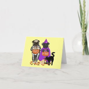 Cartão Customizable Trick or Treat Halloween Pugs Cards