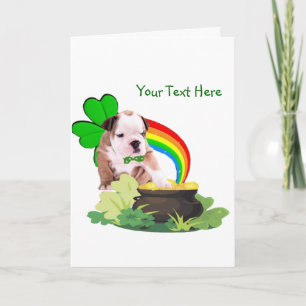 Cartão Customize It! Bulldog Puppy St. Patrick's Day Card
