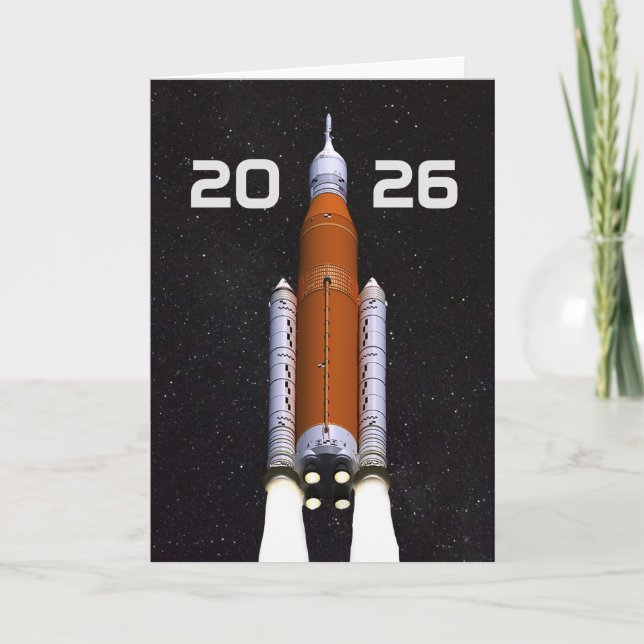 Cartão Customized SLS Space Rocket Graduation Party (Frente)