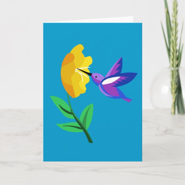 Cartão Cut Paper Hummingbird & Flower (Frente)