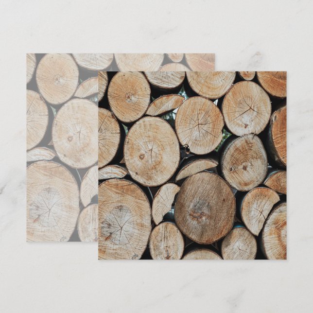 Cartão Cut Tree Branch Logs Stacked Pattern Photograph  (Frente/Verso)