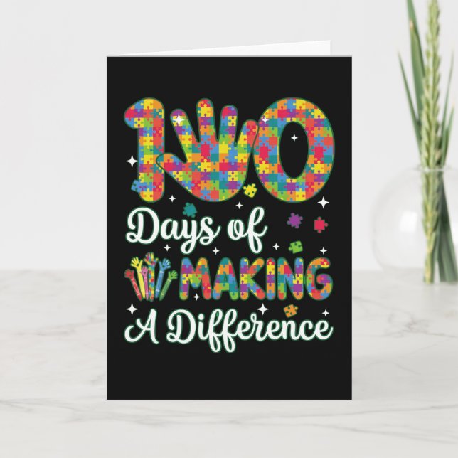 Cartão Cute 100 Days Making A Difference Puzzle Inclusion (Frente)