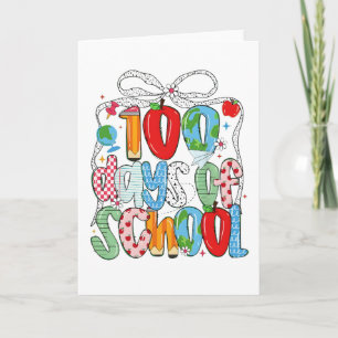 Cartão Cute 100 Dias De Escola Corações Rosa Sala De Aula