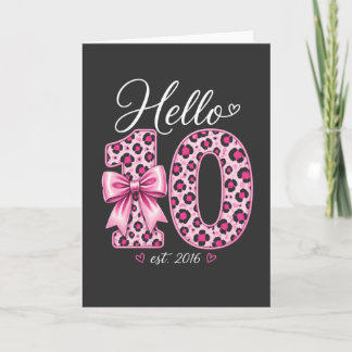 Cartão Cute 10th Birthday Girl Hello 10 est 2016 Tee