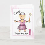 Cartão Cute 1st Birthday Card for Kids<br><div class="desc">Wish that sweet baby girl a precious 1st birthday with this card that you can personalize</div>