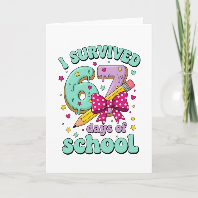 Cartão Cute 67 Days Of School Pencil Bow Classroom Theme (Frente)