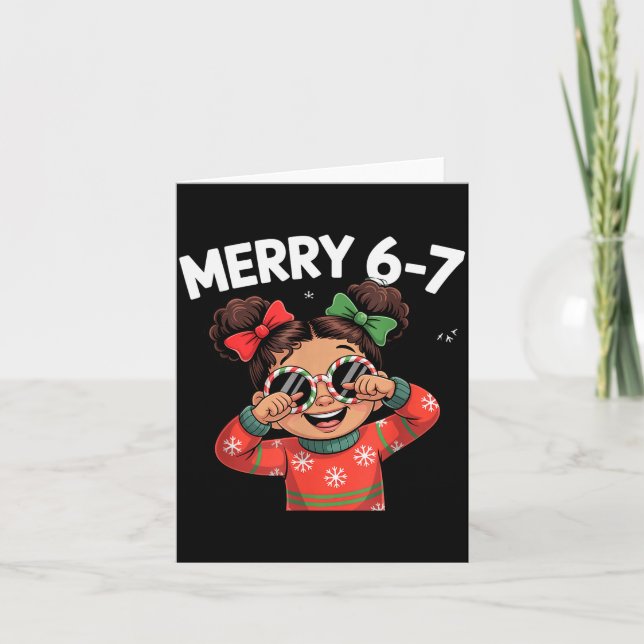 Cartão Cute 6 7 Six Seven Meme Christmas Women Men Kids  (Frente)