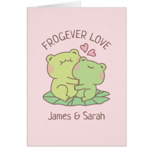 Cartão Cute Abraçando Rãs Frogever Amor Trocadilho