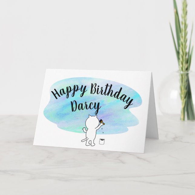 Cartão Cute Add a Name Happy Birthday Greeting (Frente)