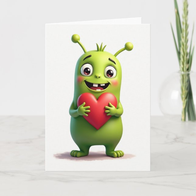 Cartão Cute Alien Love Card (Frente)