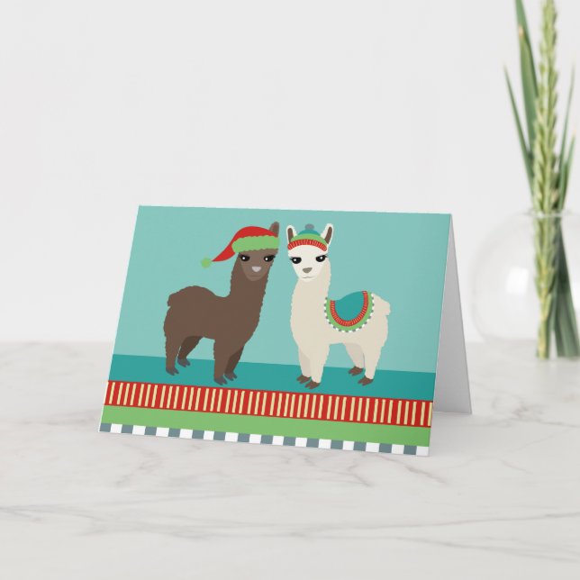 Cartão Cute Alpacas Christmas (Frente)