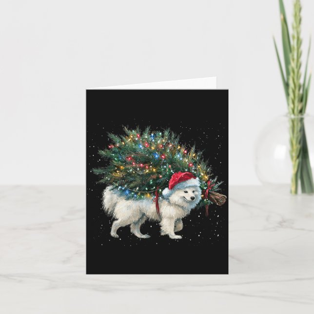 Cartão Cute American Eskimo Dog In A Christmas Tree For M (Frente)