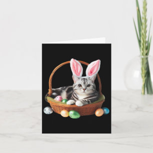 Cartão Cute American Shorthair Cat Easter Ovo Proprietári