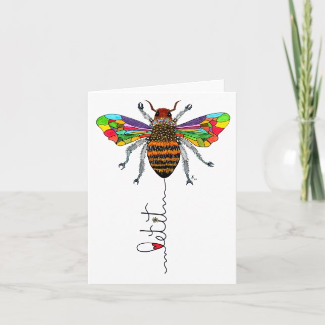 Cartão Cute and Colorful Bumble Bee Greeting Card (Frente)