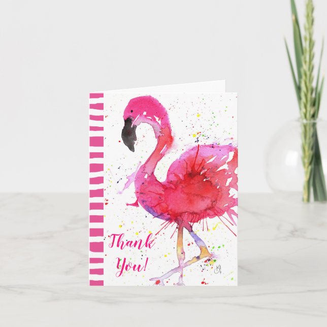Cartão Cute and Colorful Pink Flamingo Greeting Card (Frente)