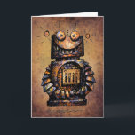 Cartão Cute and Funny Custom Kid's Robot Happy Birthday<br><div class="desc">Cute little rusty robot or droid greeting or thank you card with a great big smile! Love Robots! A funny robot illustration by Paul Stickland for StrangeStore. Loads more funny little robots for kids of all ages on StrangeStore.</div>