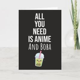 Cartão Cute Anime Boba Cards Bubble Tea Kaiwaii Otaku