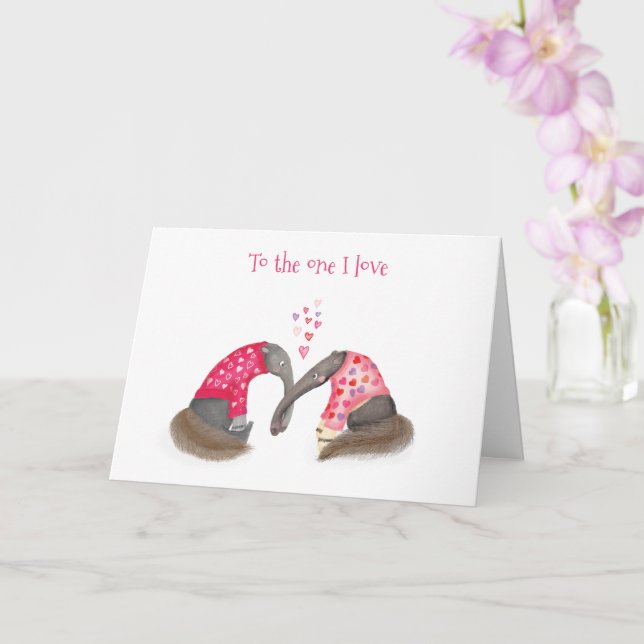 Cartão Cute anteaters in love Valentine's Day card (Orquídea)